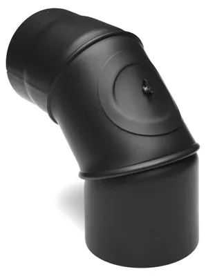 Produktbild von Raik Basic Rauchrohrbogen 130mm schwarz 0–90° mit Tür für Rauchrohr / Ofenrohr