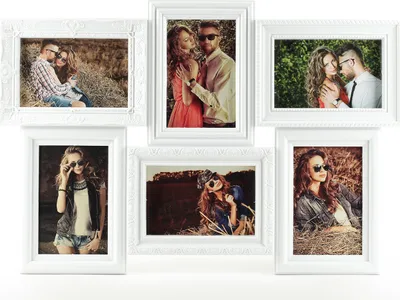 Produktbild von Bilderrahmen weiß 6 Bilder Barock antik Fotorahmen Collage Galerie