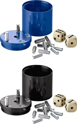 Produktbild von BestSaller 10055 SUPER SIX Würfelspiel Aluminum, 36 Spielstäbchen & 2 Würfel, schwarz/blau, 2-teilig (1 Set)