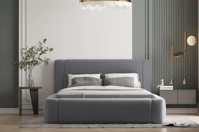 Produktbild von Polsterbett OLAF 90 x 200  mit Matratze, Bettkasten und Lattenrost. Farbe: Grau