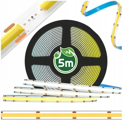Obrázek produktu pro LED páska COB, 5 metrů, 12V, 7W/m, VYSOKÝ SVIT, 320 LED, 4000K, vysoká kvalita zpracování, 35W
