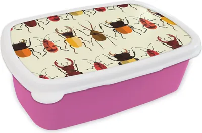Produktbild von KitchenYeah® Lunchbox Brotzeit Brotdose 17x11 cm Käfer - Muster - Insekten Kinder Brotzeitdose - Lunchpaket - Brotkasten  - Sandwich Box