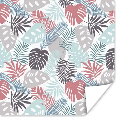 Produktbild von MuchoWow® Poster Blätter - Dschungel - Pastell - Tropisch 75x75 cm - Wand Dekoration