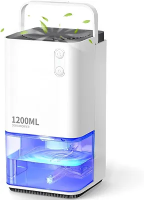 Immagine prodotto di Deumidificatore da 1200 ml, deumidificatore compatto e silenzioso con maniglia portatile, 7 colori LED, spegnimento automatico
