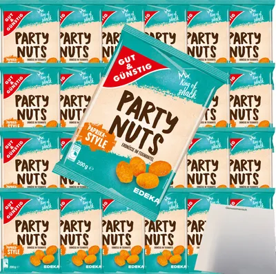 Produktbild von Gut & Günstig Party Nuts Erdnüsse im Teigmantel Paprika-Style VPE (24x200g Packung) + usy Block