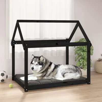 Obrázok produktu pre The Living Store Pelech pre psov čierny 111x80x100 cm z masívneho borovicového dreva