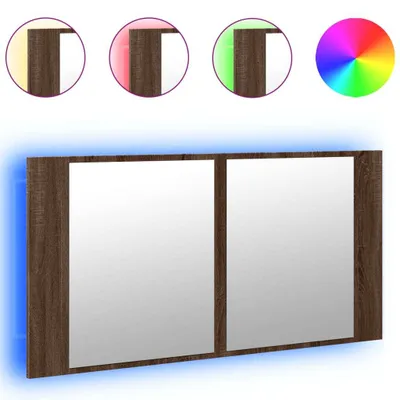 Produktbild von vidaXL LED-Spiegelschrank Braun Eichen-Optik 90x12x45 cm Acryl
