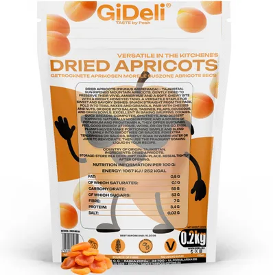 Produktbild von Getrocknete Aprikosen 200g Ohne Zuckerzusatz Naturbelassen Rohkost Vegan GiDeli
