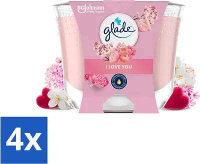 Obrázok produktu pre Glade - Vonná sviečka I Love You - 100% repkový vosk - 204 g - výhodné balenie - 4 kusy