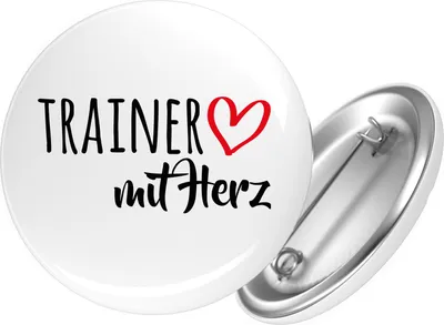 Produktbild von Huuraa Button Trainer mit Herz 25mm rund mit Sicherheitsnadel Ansteckbutton Geschenkidee