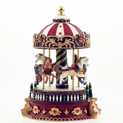 Produktbild von Karussell-Spieluhr, Weihnachtsgeschenk, kreative Kunstharz-Basteldekoration, 11 x 11 x 14,5 cm