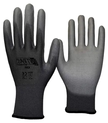 Produktbild von Nylon Strickhandschuh grau - VPE 240 Paar - mit PolyurethanBeschichtung auf Innenhand und Fingerkuppen, Größe:8