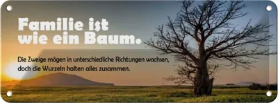 Produktbild von vianmo Blechschild 10x27 cm Familie ist wie Baum die Zweige Freunde