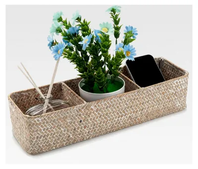 Produktbild von Rechteckiger Aufbewahrungskorb aus Seegras zum Organisieren von Toilettenpapier (37cm x 12cm x 8cm)