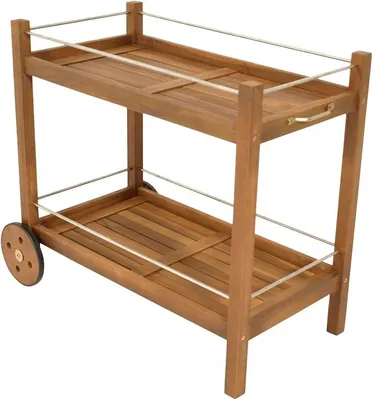 Produktbild von Barwagen Servierwagen Cape TOWN92x84x83cm, Zwei Ebenen, Holz Akazie braun geölt, Outdoor