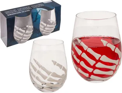 Produktbild von Set aus zwei Gläsern mit Skeletthand für Halloween