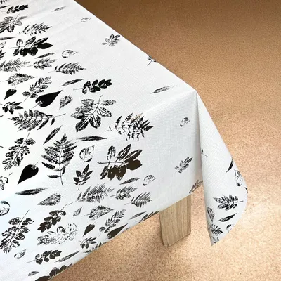 Produktbild von Wachstuchtischdecke 140x100 cm - Schwarze Blätter - Wachstischdecke mit wasserabweisender und lebensmittelecht PVC-Beschichtung - Outdoor-Tischdecken für Garten und Küche - Tischdecke wetterfest