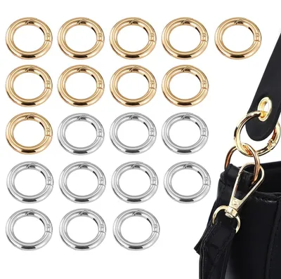 20 runde Karabinerhaken, 28 mm, Gold und Silber