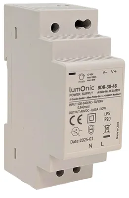 Hutschienen-Netzteil 48V 30W, 90x35x58 mm, Überlastschutz, Schaltnetzteil