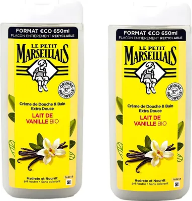 Produktbild von Le Petit Marseillais Duschgel & Badezusatz Vanille Milch 2x650ml - Verwöhnpflege
