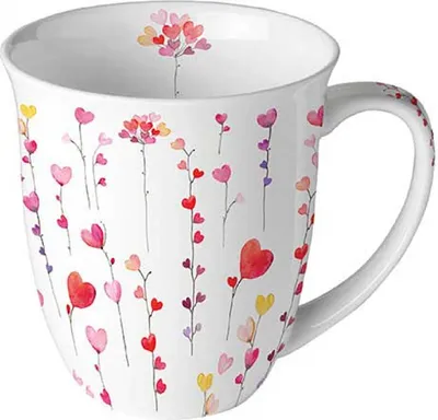Produktbild von Tasse 10cm Porzellan mit Herzen Motiv Weiß / Rot