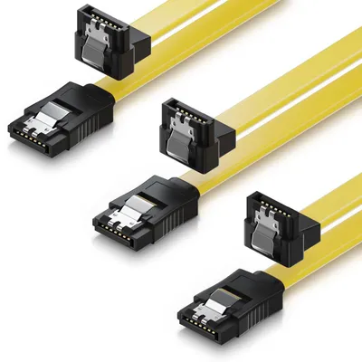 Produktbild von deleyCON SATA III Kabel Set 50cm 90° L-Type, 3 Stück - Gelb