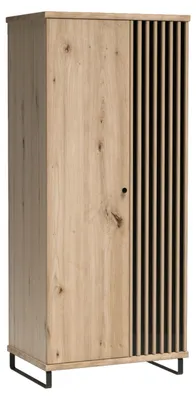 Produktbild von Kleiderschrank NAKUSP - Eiche - Lamellen - Metallbeine - 87 x 191 x 58 cm
