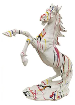 Image de Sculpture Chevaux en plastique sur un support Sculptures Statues 92cm Nouveau