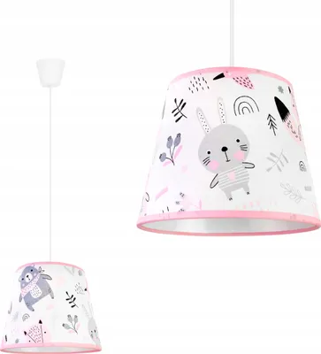 Produktbild von Hängelampe für Kinderzimmer - Deckenlampe - Pendelleuchte aus Metall mit Lampenschirm - Klassisch 1-Flammig, Rosa und Grau, Daisy