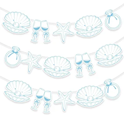Strand-Brautparty Banner-Set, 15-teilig, Muscheln & Seesterne