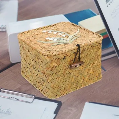 Produktbild von Famanu Aufbewahrungskorb für Snacks - Geflochtener Korb mit Deckel