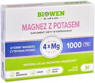 BLISTRY Biowen MAGNEZ Z POTASEM CYTRYNIAN Diglicynian TAURYNIAN JABŁCZAN 30
