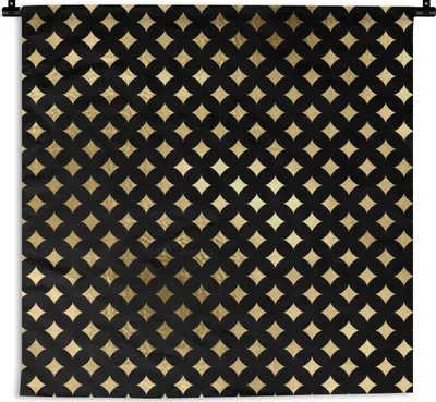 Produktbild von MuchoWow® Wandteppich Wandbehang Muster - Sterne - Gold 150x150 cm Tapisserie Dekoration Wandtuch - Wohnaccessoires - Modernes