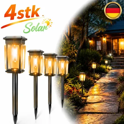 Image de Lampe de jardin solaire, très lumineuse, à LED, lot de 4, étanche IP67, pour