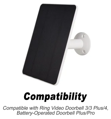Produktbild von Solarladegerät, kompatibel mit Ring Video Doorbell 3 / 3 Plus / 4, Battery Doorbell Plus / Pro, wetterfestes Solarpanel mit 3 m Kabel, verstellbar