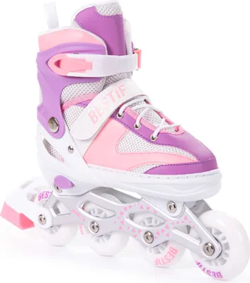Immagine prodotto di Pattini in linea per bambini pattini in linea da donna regolabili 4in1 pattini a rotelle pattini 30-33 rosa