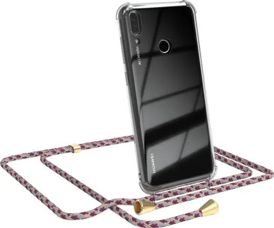 Produktbild von EAZY CASE Handykette kompatibel mit Huawei Y7 2019 / Y7 Prime 2019, Handyhülle mit Umhängeband, Handykordel, Schutzhülle Clear, Band in Rot