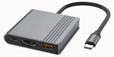 Produktbild von GEMBIRD USB Typ-C 3-in-1 Multiport-Adapter, Grau