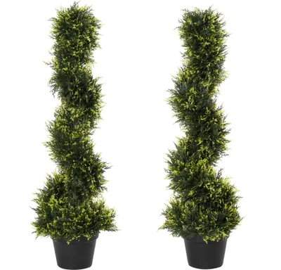Obrázok produktu pre Sada 2 ks umelých cédrov, veľké umelé rastliny (90 cm), umelé cédrové rastliny v kvetináči, rastliny so špirálovitým tvarom, ktoré vyzerajú ako živé, do obývačky alebo kancelárie,