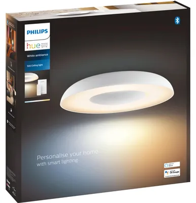 Produktbild von Philips Hue White ambience Still Deckenleuchte weiß + Dimmschalter, Intelligente Deckenbeleuchtung, Bluetooth/Zigbee, Weiß, LED, Metall, Kunststoff, Nicht austauschbare(s) Leuchtmittel