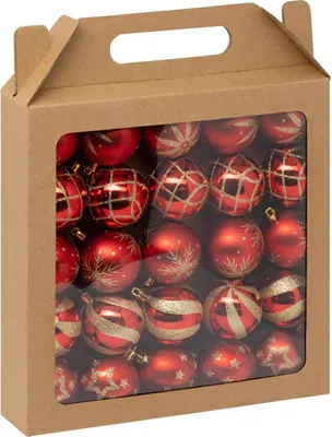 Produktbild von Christbaumkugeln "Colorama de Noël" 25er-Set aus recyceltem Kunststoff D 6 cm rot weiß
