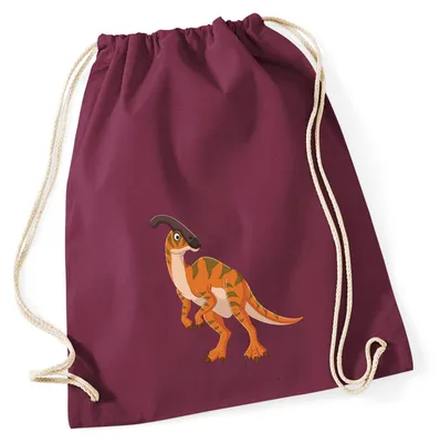 Produktbild von Huuraa Turnbeutel Parasaurolophus Dinosaurier 12 Liter Burgundy Baumwolle Rucksack Geschenkidee
