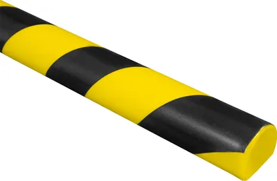 Produktbild von Selbstklebender Kantenschutz Flächenschutz rund | Schenkl 4x3,2cm | Länge 100cm  | Stärke 1cm | Polyurethanschaum | Gelb/Schwarz