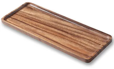 Productafbeelding van Serveertray van acaciahout - Charcuterieplank - Rechthoekig houten bord voor het serveren van gerechten, fruit en kaas - 35,6 cm (L) x 1,9 cm (B) x 14 cm (H)