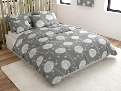 Produktbild von Baumwollbettwäsche Löwenzahnmischung, grau, Hotel-Taschenbettwäsche, Größe: 70 x 90 cm | 140 x 200 cm