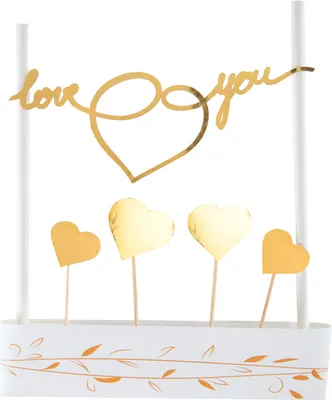 Produktbild von Tortendeko Love you Herzen gold