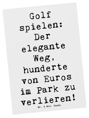 Produktbild von Mr. & Mrs. Panda Postkarte Spruch Golf Eleganz - Weiß - Geschenk, bildkarte, Atmosphäre, Grußkarte, Fotokarte, Spiel, Teamsport, Sportler, Sport, Ansichtskarten, Spaß