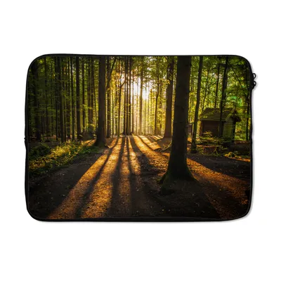 Produktbild von MuchoWow® Laptop Hülle 13 Zoll Sonne - Bäume - Wald - Landschaft - Natur Laptoptasche - Laptophülle - Sleeve - Rundumschutz