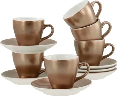 Produktbild von CreaTable, 24326, Golden Days Weiss, Espressoset 12-tlg, Steinzeug
