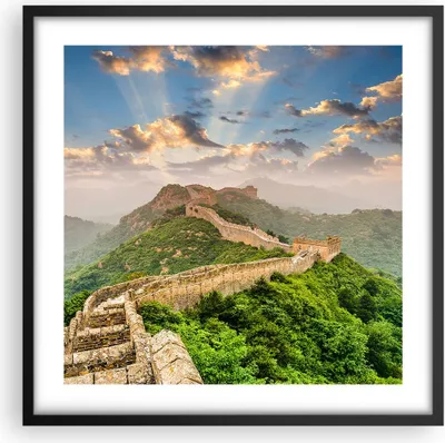 Produktbild von Gerahmtes Poster - Schwarzer Rahmen - Wand Berg asiatisch china - 50x50 cm - Wand Bild - Wanddeko - Wandbilder - Wandposter - Bilderrahmen - Bilder - Kunstdruck - Wandbild - P2BAC50x50-3069